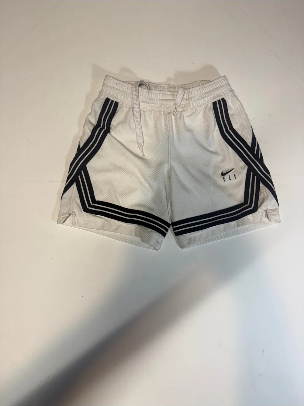 Nike Boys White Athletic Shorts with Black Trim